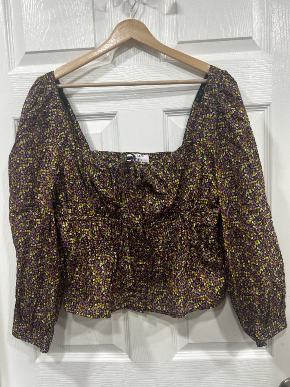 J. Crew Cotton Liberty Print Peasant Top